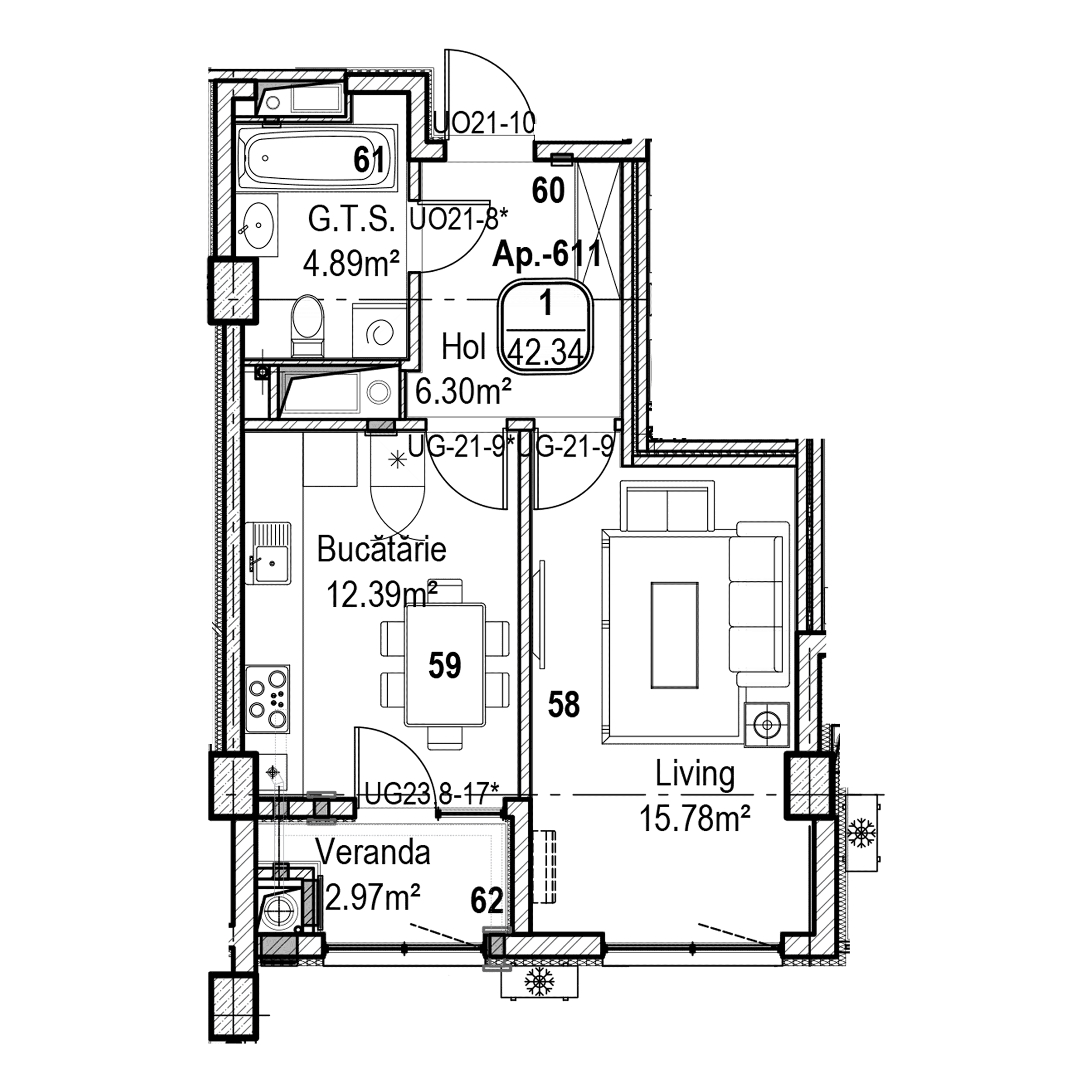 Apartament cu 1 cameră