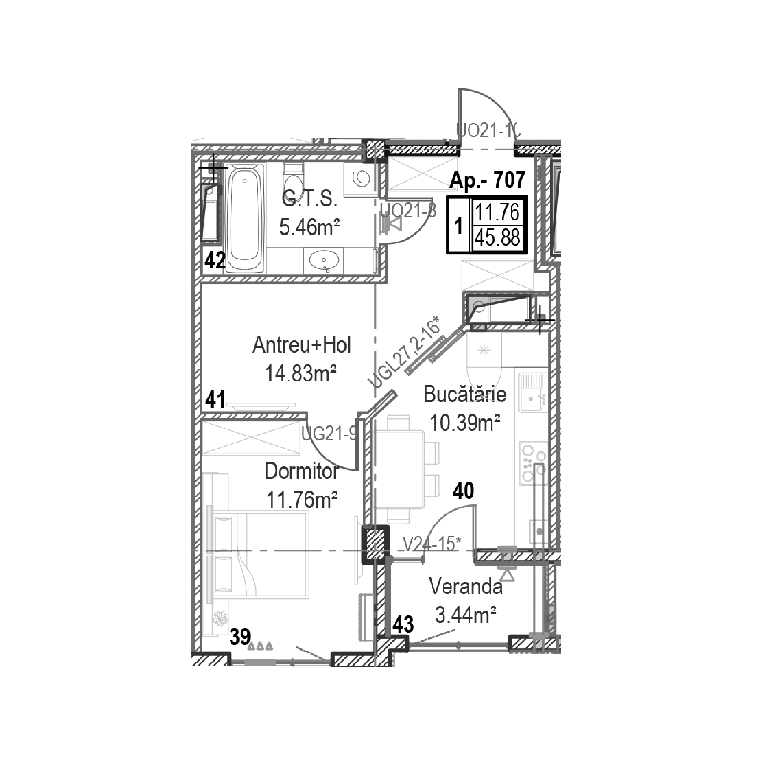 Apartament cu 1 cameră