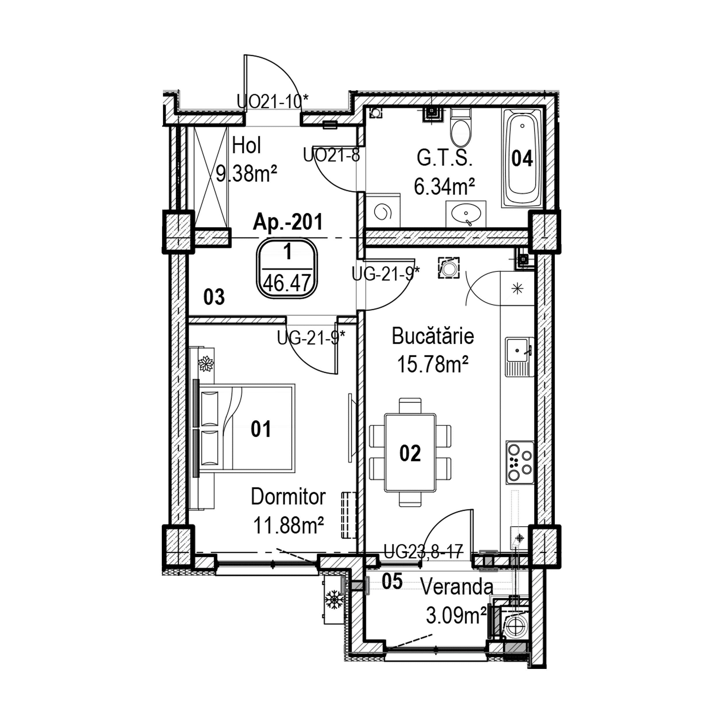 Apartament cu 1 cameră