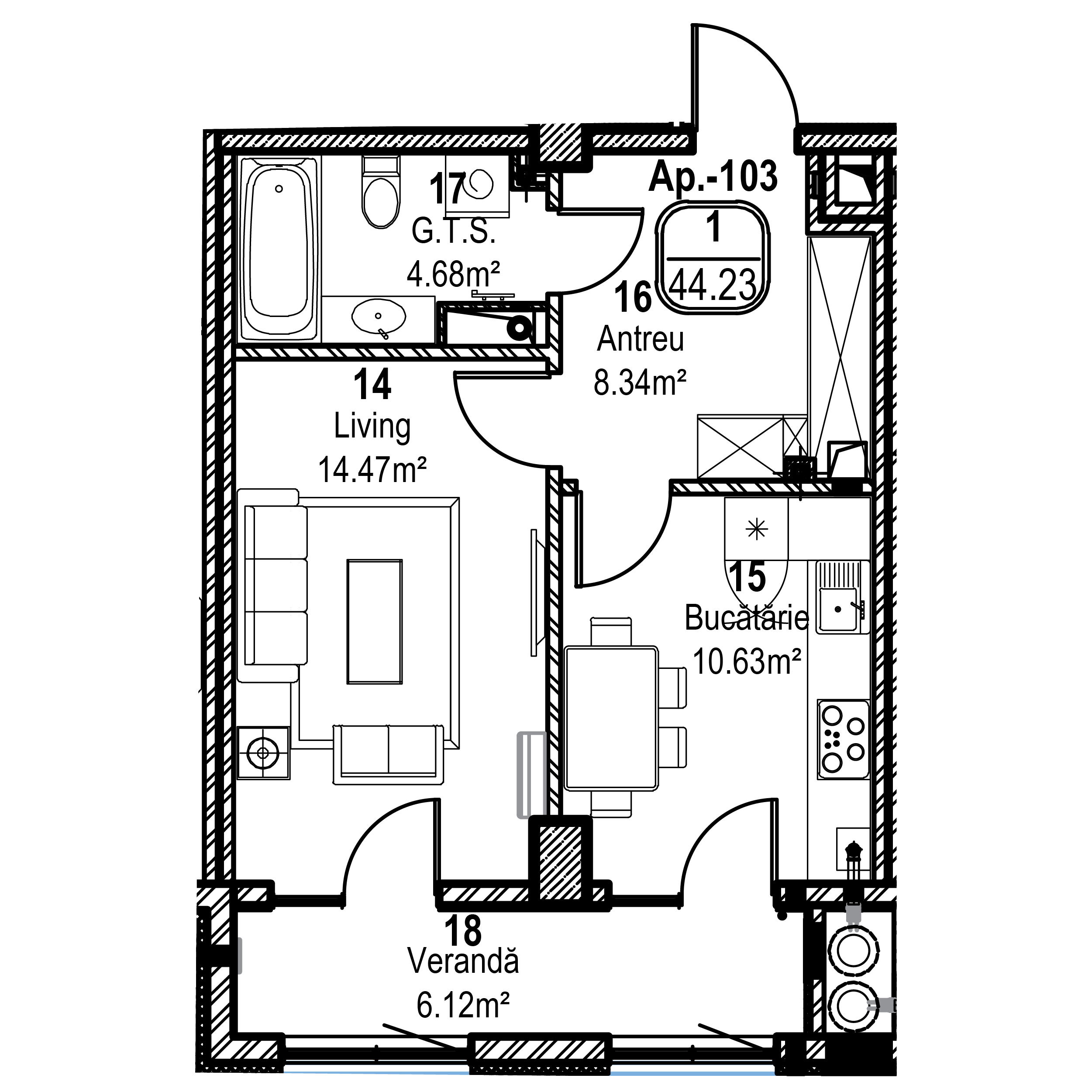 Apartament cu 1 cameră