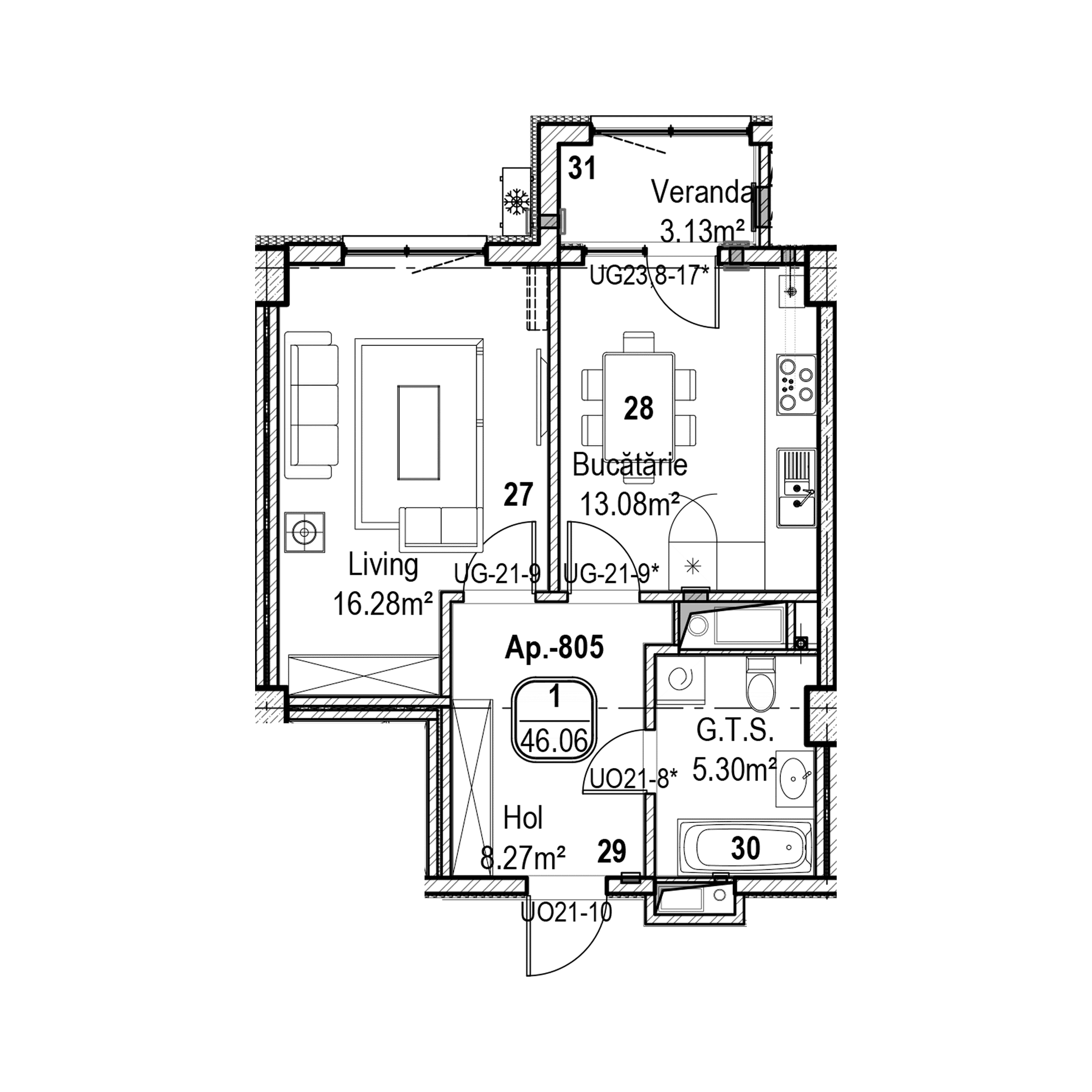 Apartament cu 1 cameră